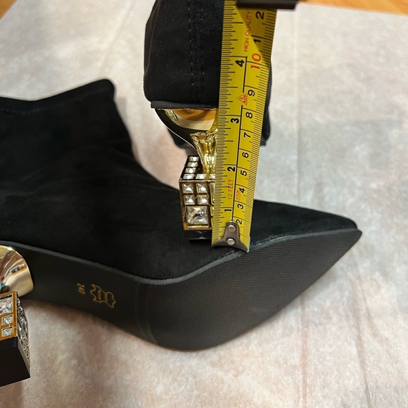 NWOT - Faux Suede Ankle boots with Square Rhinestone Décor Heels (US 7) - Picture 10 of 12
